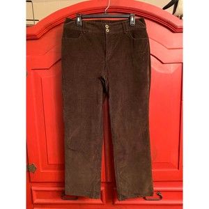 Christopher & Banks Sze 8 Short Dark Brown Small Wale Corduroy Pant Straight EUC